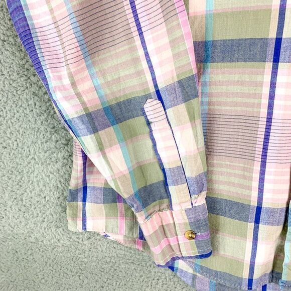 The North Face Shirt Mens Medium Green Plaid Brown Trout Outdoor Hiking Fishing - Picture 5 of 12